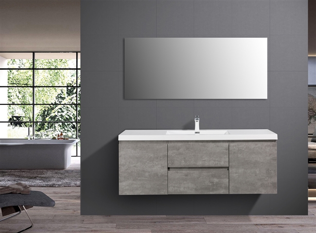 Pre 60â€³ Cement Gray Single Sink Vanity With A Integrated Sink