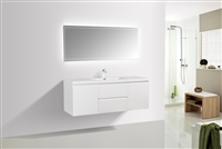 Pre 60â€³ Gloss White Single Sink Vanity With A Integrated Sink