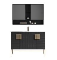 Bulanka 48" Single Sink Vanity Dawn grey , Golden Brass Hardware