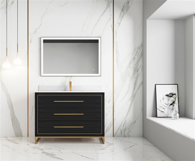 Barsalona 48" Bathroom Vanity Dawn grey , Golden Brass Hardware