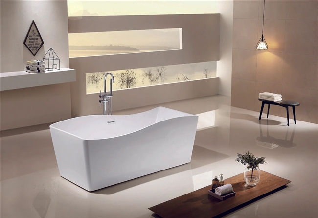 Cartisan 67-inch  Gloss White Modern Freestanding Bathtub (Acrylic)