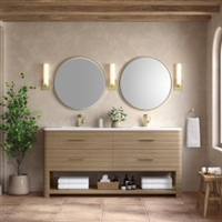 Lucian 72" Double Vanity, Pebble Oak w/ 3 CM White Zeus Quartz Top