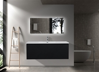 Moore 48â€³ Black Wall Mount Vanity With A Integrated White Sink