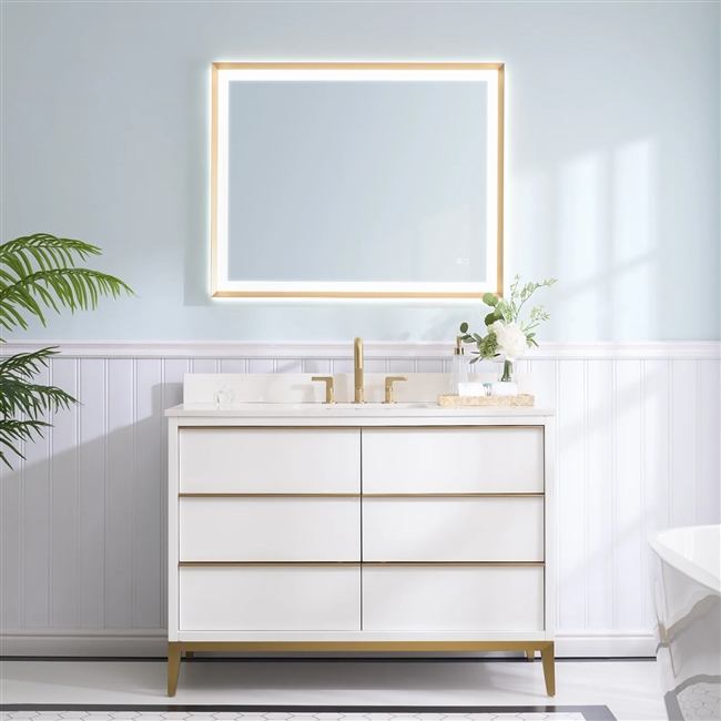NOLAN 48 48 in. Bathroom Vanity in White with Carrara White Quartz Vanity Top