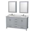 Sheffield 60" Double Bathroom Vanity by Wyndham Collection - Gray