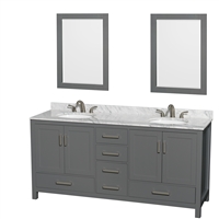 Sheffield 72" Double Bathroom Vanity by Wyndham Collection - Dark Gray