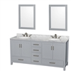 Sheffield 72" Double Bathroom Vanity by Wyndham Collection - Gray