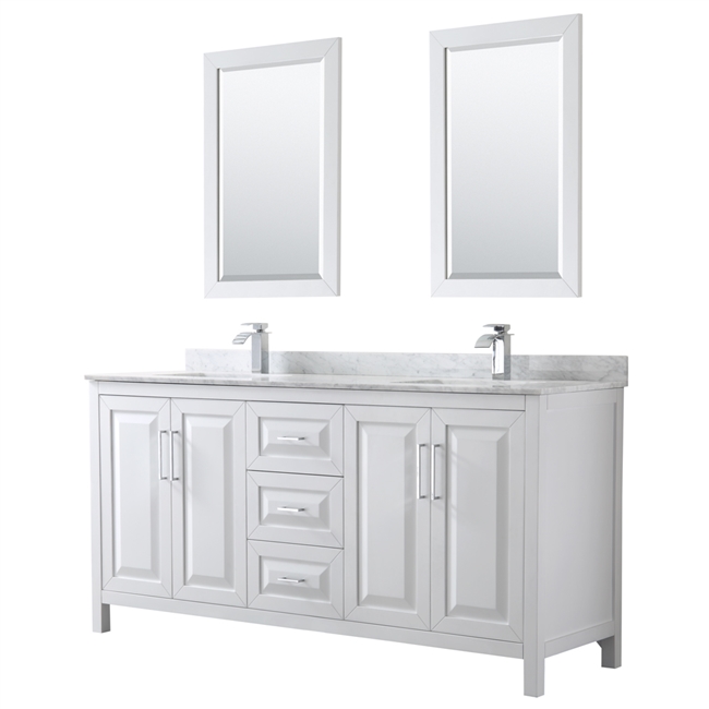 Daria 72" Double Bathroom Vanity by Wyndham Collection - White