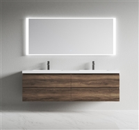 Pre 72â€³ Ebony Brown Wall Mount Vanity With Integrated Sink