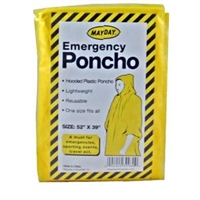 Emergency Poncho, Reusable, Hooded, One Size Fits All