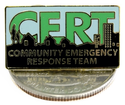 CERT Lapel Pin, dimension: 1 inch W x 9/16 inch H