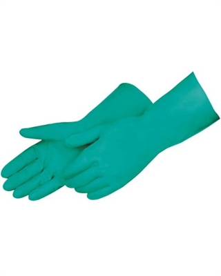 Green Nitrile Gloves, 15mil, 13in, Flock Lined