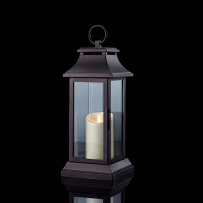 Luminara - Flameless LED Candle Lantern - Traditional Black Metal Lantern - 6.25â€ Square x 15â€ Tall