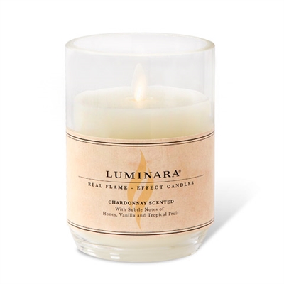 Luminara - Moving Flame LED Candle - Chardonnay Wine Glass - Scented Ivory Wax - Remote Ready - 3.5" x 5"