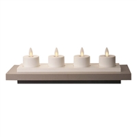 Luminara - Set of 4 Rechargeable Flameless LED Tealights With Charging Base - Ivory ABS - 1.5" x 1.5" - Remote Capable