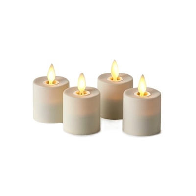 Luminara - Set of 4 Rechargeable Flameless LED Tealights - Ivory ABS - 1.5" x 1.5" - Remote Capable