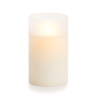 Luminara - Flameless LED Candle - Frosted Glass Cylinder - Ivory Wax - Unscented - Remote Ready - 3.5" x 6"