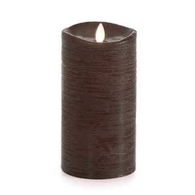 Luminara - Flameless LED Candle - Rustic Finish - Sandalwood Scented Brown Wax - Remote Ready - 3.5" x 7"