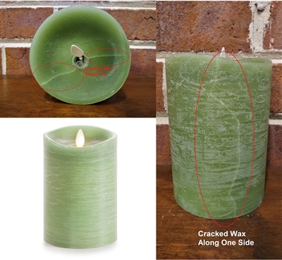 SCRATCH & DENT SPECIAL! - Luminara - Flameless LED Candle - Rustic Finish - Vanilla Scented Harvest Sage Wax - Remote Ready - 3.5" x 5"