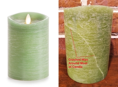 SCRATCH & DENT SPECIAL! - Luminara - Flameless LED Candle - Rustic Finish - Vanilla Scented Harvest Sage Wax - Remote Ready - 3.5" x 5"