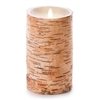 Luminara - Flameless LED Candle - Embedded Birch Bark - Indoor - Unscented Ivory Wax - Remote Ready - 4" x 7"