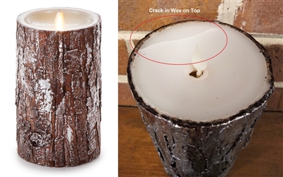 SCRATCH & DENT SPECIAL! - Luminara - Flameless LED Candle - Silver Washed Bark - Indoor - Unscented Ivory Wax - Remote Ready - 4" x 7"
