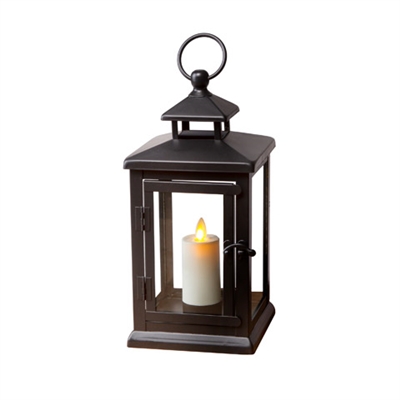 Luminara - Flameless LED Outdoor Candle Lantern - Black Metal w/ Glass Panes - 5.1875-Inches Square x 11-Inches Tall - Remote Ready