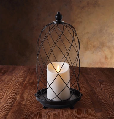 Luminara - Flameless LED Outdoor Candle Lantern - Black Metal Birdcage - 7" Diameter x  15" Tall - Remote Ready