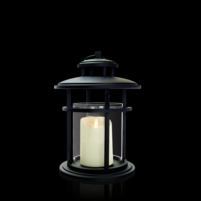 Luminara - Flameless LED Candle Lantern - Black Cylinder Metal Lantern - 9.375â€ Diameter x 13â€ Tall - Remote Ready