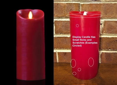 SCRATCH & DENT SPECIAL! - Luminara - Flameless LED Candle - Indoor - Wax - Burgundy - Remote Ready - 4" x 9"