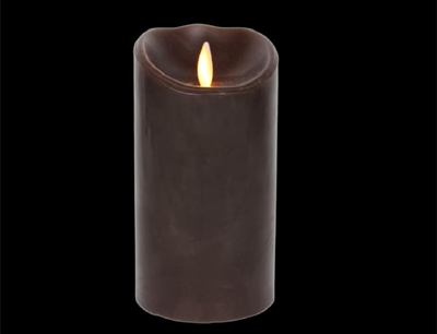 Torchier Moving Flame - Flameless LED Candle - Indoor - Wax - Dark Brown - Sandalewood Scent - Remote Ready - 3.5" x 7"