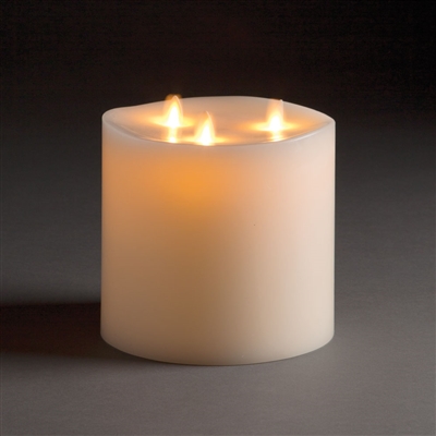 LightLi By Liown - Tri-Flame Moving Flame - Flameless LED Candle - Indoor - Unscented Ivory Wax - Remote Ready - 6" x 6"