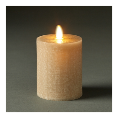 LightLi by Liown - Moving Flame - Flameless LED Candle - Linen Sand Wax - Bluetooth App Ready - Remote Ready - 3" x 4.5"