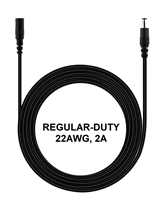 10-ft Power Extension Cable - REGULAR-DUTY - 22AWG - 2A - 5.5mm x 2.1mm Barrel Connectors - Works with Battery Eliminator Kits