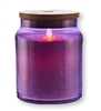 LightLi by Liown - Moving Flame LED Candle - Purple Glass Jar w/ Wooden Lid - Vanilla Scented Ivory Wax - Bluetooth App & Remote Ready - 4" x 5.5"