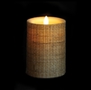 Liown - Moving Flame - Flameless LED Candle - Indoor - Wax - Burlap - Remote Ready - 3.5" x 5"