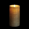 Liown - Moving Flame - Flameless LED Candle - Indoor - Wax - Burlap - Remote Ready - 3.5" x 7"