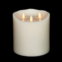 Liown - Tri-Flame Moving Flame - Flameless LED Candle - Indoor - Unscented Ivory Wax - Remote Ready - 6" x 6"