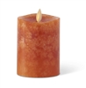 Luminara - Real Flame Effect Pillar Candle - 3-Inches x 4.5-Inches - Unscented Orange Wax - Indoor - Remote Ready