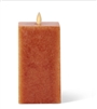 Luminara - Real Flame Effect Pillar Candle - 3-Inches Square x 6.5-Inches - Unscented Orange Wax - Indoor - Remote Ready