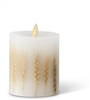 Luminara - Real Flame Effect Pillar Candle - Embedded Wheat Stalks - 3.25-Inches x 4.5-Inches - Unscented White Wax - Indoor - Remote Ready