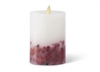 Luminara - Embedded Bright Red Berries - Real Flame Effect Pillar Candle - 3.5-Inches x 5.5-Inches - Unscented White Wax - Indoor - Remote Ready