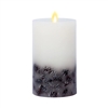 Luminara - Embedded Pinecones - Real Flame Effect Pillar Candle - 3.5-Inches x 6.5-Inches - Unscented White Wax - Indoor - Remote Ready