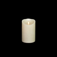 Liown - Moving Flame - Flameless LED Candle - Indoor - Pearl Glitter Coating - Unscented Wax - Remote Ready - 3.5" x 5"