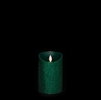 Liown - Moving Flame - Flameless LED Candle - Indoor - Green Glitter Coating - Unscented Wax - Remote Ready - 3.5" x 5"