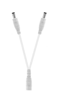 6-Inch 2-Way Power Splitter Cable (White) - 5.5mm x 2.1mm Barrel Connectors - Works with Battery Eliminator Kits