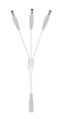 12-Inch 3-Way Power Splitter Cable (White) - 5.5mm x 2.1mm Barrel Connectors - Works with Battery Eliminator Kits
