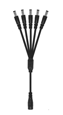 15-Inch 5-Way Power Splitter Cable - 5.5mm x 2.1mm Barrel Connectors - Works with Battery Eliminator Kits