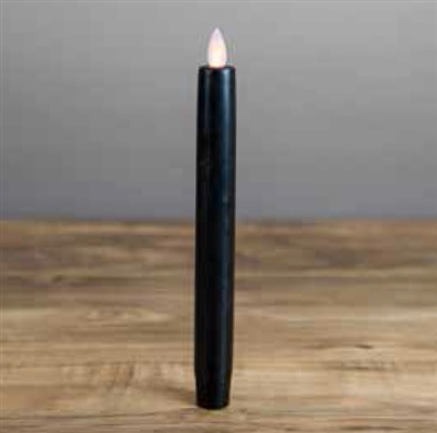 Mystique - Flameless LED Taper Candle - Indoor - Wax Coated - Black - 7/8" x 8"
