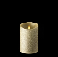 Liown - Moving Flame - Flameless LED Candle - Indoor - Tiffany Colored Glitter Coating - Unscented Wax - Remote Ready - 3.5" x 5"